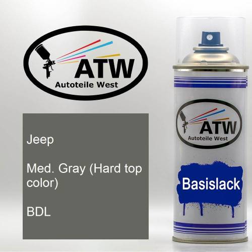 Jeep, Med. Gray (Hard top color), BDL: 400ml Sprühdose, von ATW Autoteile West.